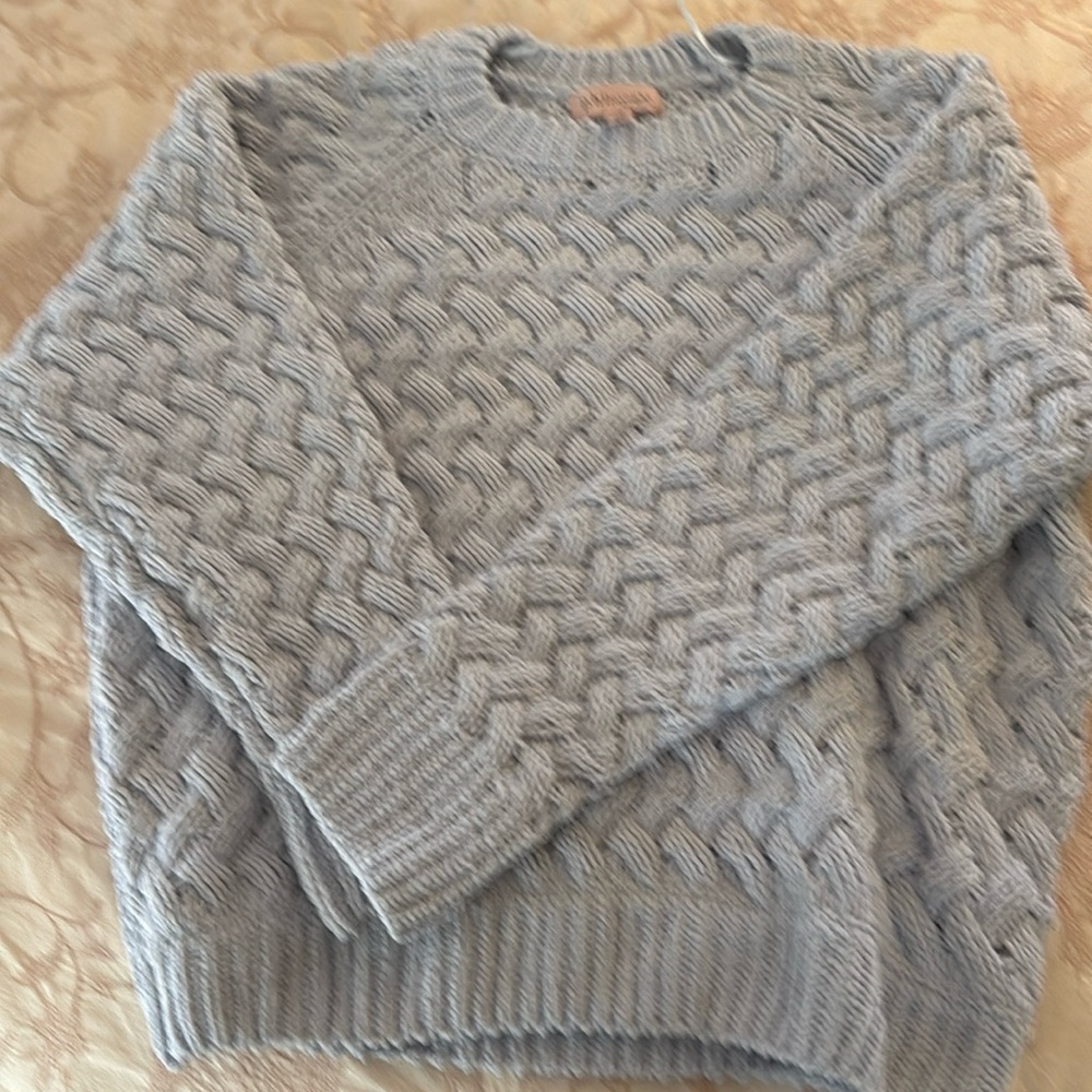 Cable Knit Baby Blue Sweater LG